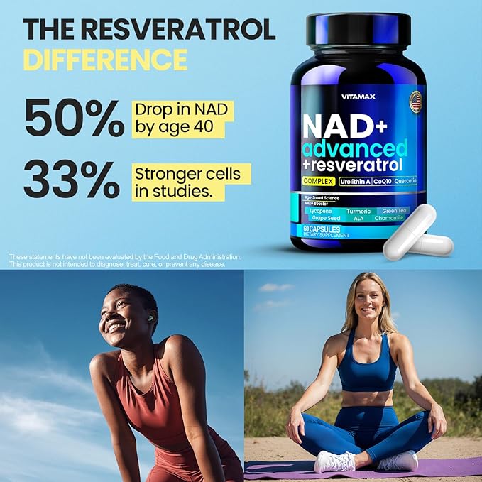 NAD Supplement Extra Strength - Liposomal + Resveratrol for Women & Men, CoQ10, Alpha Lipoic Acid, Green Tea, Quercetin, Urolithin A, Lycopene – High Purity Anti-Aging, Energy & Regeneration – 60ct-Velvo Beauty