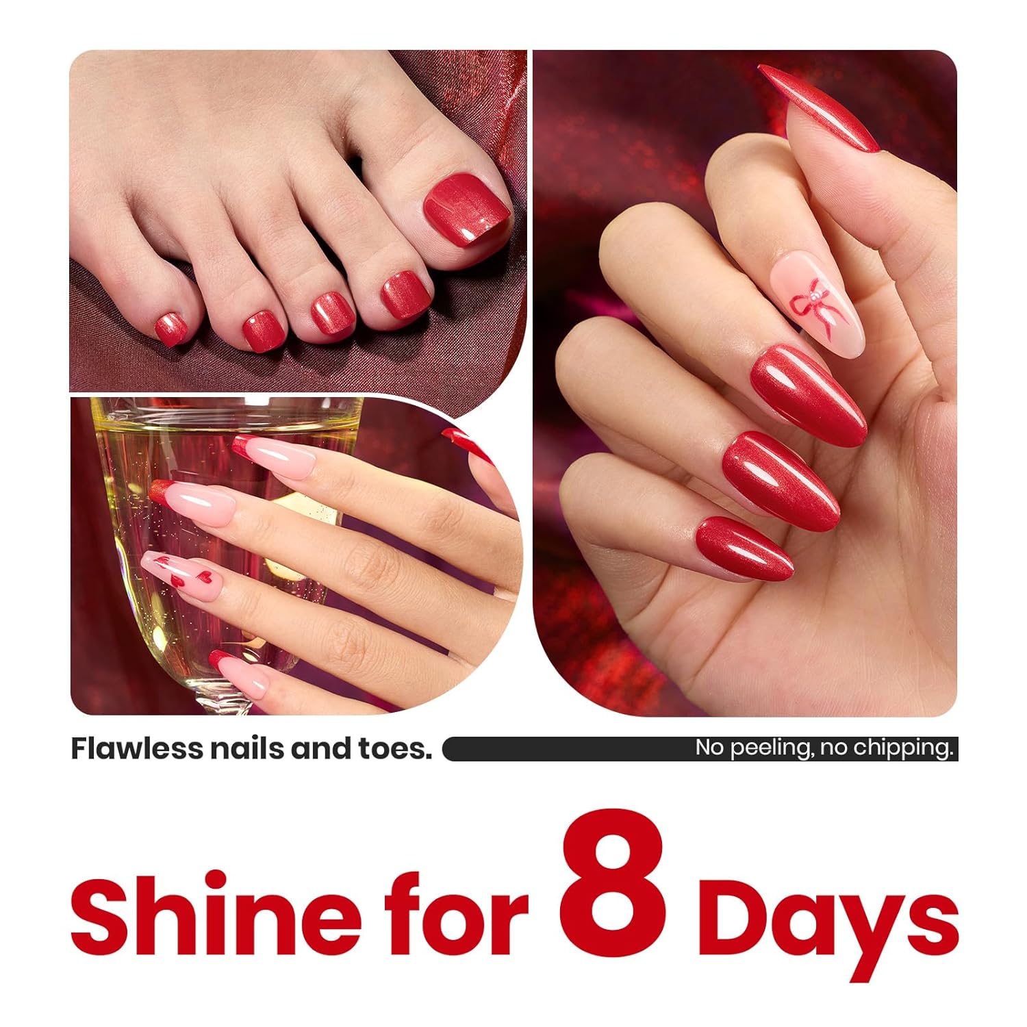 Beetles Red Nail Polish 15ML Quick Dry Glitter Fingernail Polish 4th of July DIY Salon for Women-Velvo Beauty