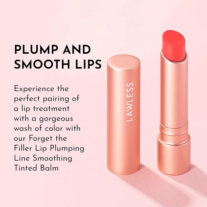 LAWLESS Forget the Filler Lip Plumping Line Smoothing Tinted Balm, Cherry Vanilla, Red, 0.09 Ounce-Velvo Beauty