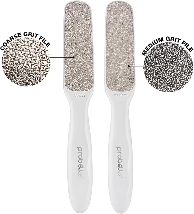Probelle Double Sided Multidirectional Nickel Foot File Callus Remover - Immediately Reduces calluses and Corns to Powder for Instant Results, Safe Tool (White)-Velvo Beauty