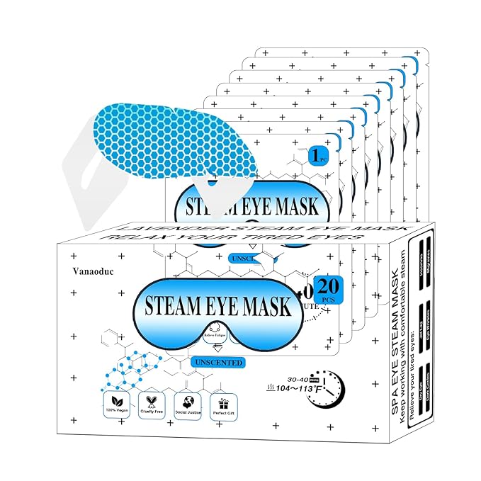 Steam Eye Masks for Dry Eyes, Heated Eye Mask Reduce Puffiness & Dark Circles, Hydrate & Soothe Tired Eyes, Travel Essentials, Business Trip, Party Favors, Unscented 20 Packs-Velvo Beauty