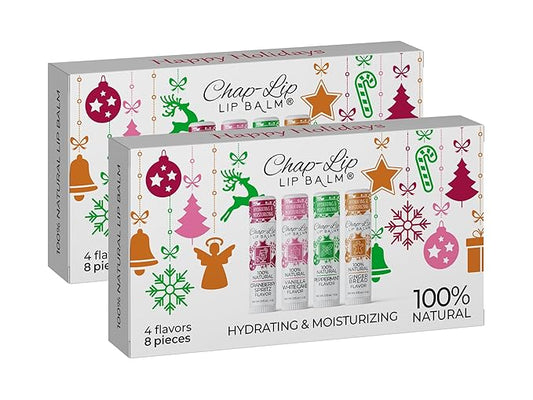 100% Natural Lip Balm Set - Beeswax Natural Christmas Gifts for Her - Lip Moisturizer for Dry Lips, Cocoa Butter - Petroleum Free, 8 Count, 2 Pack-Velvo Beauty