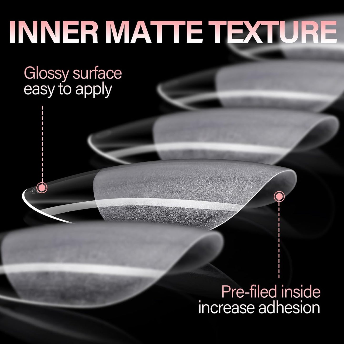 AILLSA Short Oval Nail Tips Full Cover Clear Gelly Nails Tip Half Matte Acrylic Tips Pre-Filed Fake Press on Nail Tips for Extension Home DIY Salon Manicure 216PCS 12 Sizes-Velvo Beauty