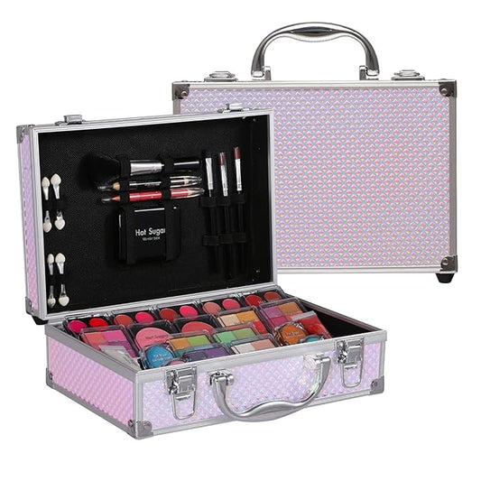 Hot Sugar Makeup Kit for Girls and Women - Full Starter Cosmetics Set with Eye Shadow Palette Lip Balm Blush Lip Gloss Brush Lip & Eye Pencil and Mirror-Velvo Beauty