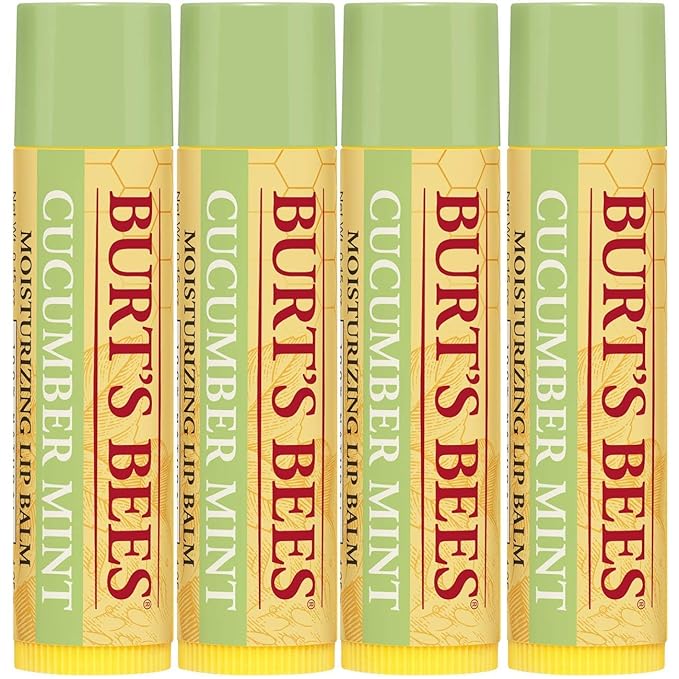 Burt's Bees 100% Natural Origin Moisturizing Lip Balm, Cucumber Mint with Beeswax, 4 Tubes-Velvo Beauty