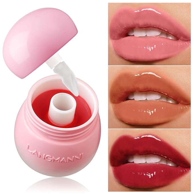 Glow Lip Balm Plumping Moisturizing Lip Balm Glossy Lip Gloss, Day & Night Lip Repair Hydrating Lip Mask Lip Oil Nourishing Lip Care Not Sticky Vegan Tinted Lip Balm Jelly Lipstick(2# WATERMELON RED)-Velvo Beauty