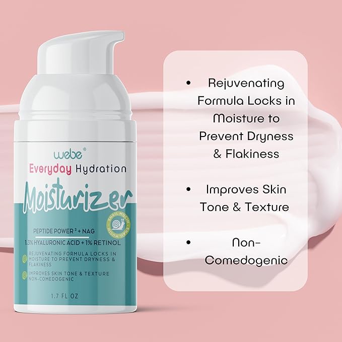 WEBE Hydration Snail Mucin Moisturizer – Hydrating Face Cream with Hyaluronic Acid, Retinol & Peptides for Smoother, Youthful-Looking Skin-Velvo Beauty