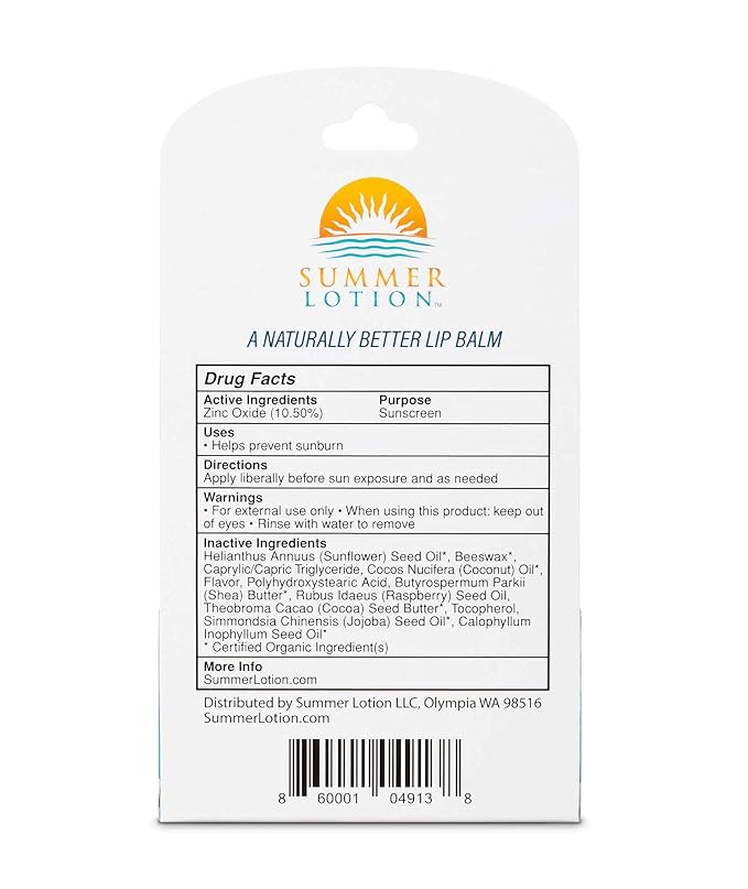 Natural Lip Balm with Zinc Oxide Sunblock by Summer Lotion, SPF 15 Lip Sunscreen 2-Pack, Water Resistant Chapstick, SPF Lip Protection for Everyone, (Coconut)-Velvo Beauty