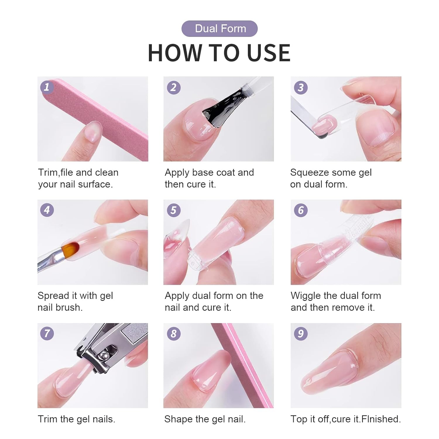 X&D Poly Gel Nail Kit 5 Colors Natural Clear Poly Nail Gel Kit Nail Extension Builder Nail Gel with Nail Glue Gel,Dual Forms, Nail Forms, Brush, File Set-Velvo Beauty