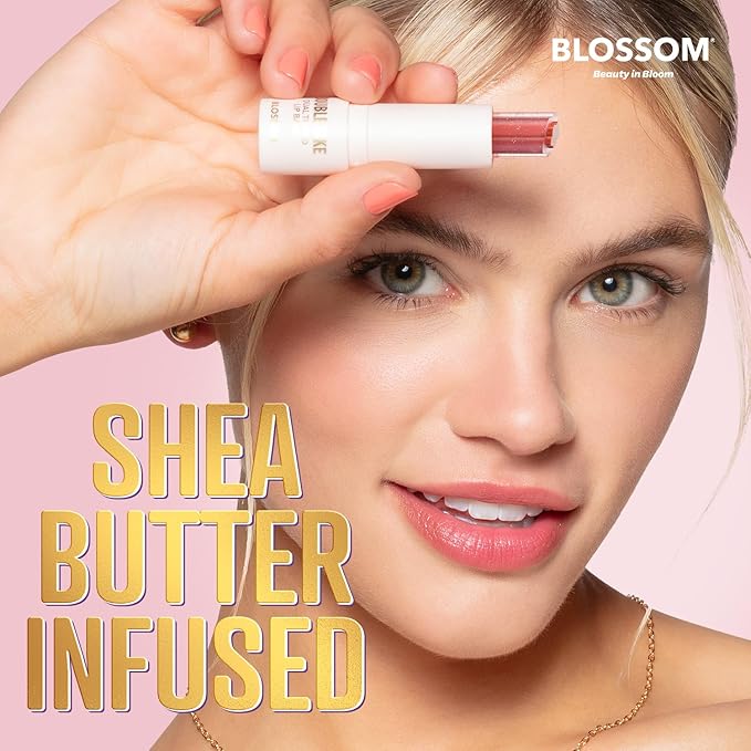 Blossom Double Take Flower Shaped Dual Tinted Moisturizing Lip Balm with Shea Butter, 0.13oz/3.6g, Pink Shimmer-Velvo Beauty