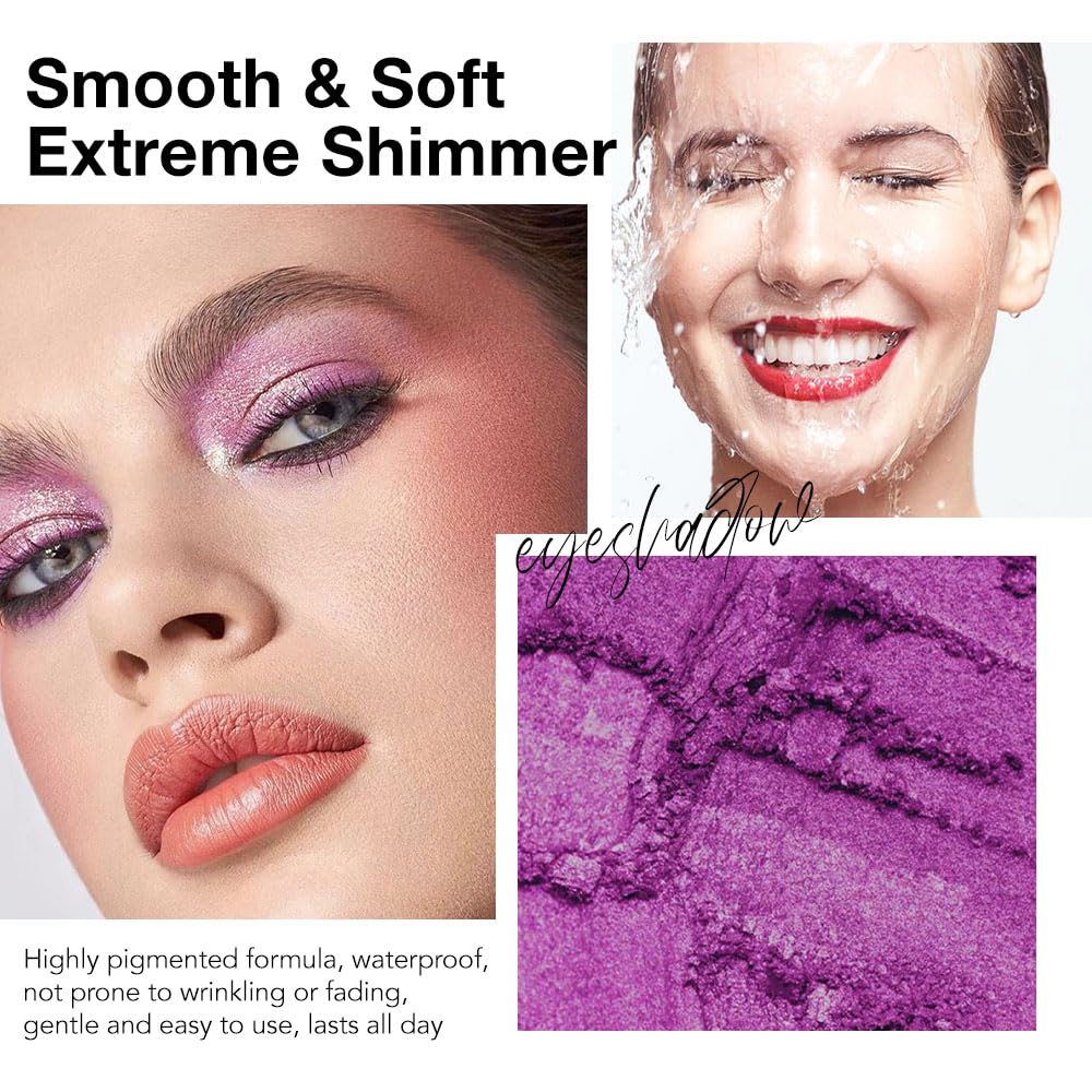 Purple Eyeshadow Palette with Mirror for Eye Makeup,16 Color Blue Green Pink Gold Colorful Matte Glitter Highly Pigmented Korean Natural Rainbow Eye Shadow palette,Blendable-01-Velvo Beauty