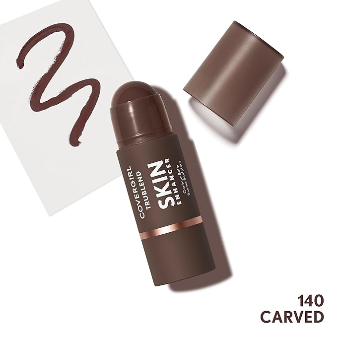 CoverGirl Trublend Skin Enhancer Contour Stick Balm, 140 Carved, Vegan Formula, Easy to Use, Glides on Effortlessly, Non-Greasy, Doesn't Crease, 0.21oz-Velvo Beauty