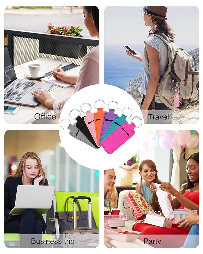 Chapstick Holder Lip Balm Sleeve Pouch Chapstick Holder With Clip Lipstick Lip Gloss Holder Stocking Stuffers Gift for Women (7pcs)-Velvo Beauty