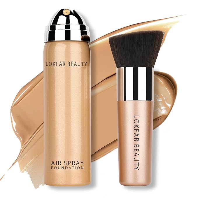 AirBrush Foundation Spray, Silky Mist Foundation Spray Makeup Set with Brush, Full Coverage Foundation for Smooth Radiant Finish, Formula Breathable Lightweight Hydrating | #05 Sand-Velvo Beauty