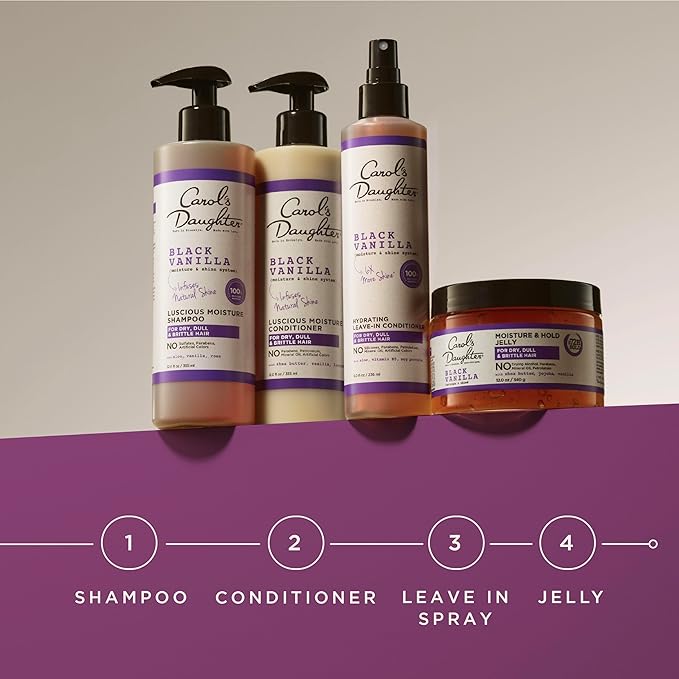 Carol's Daughter Black Vanilla Moisture Sulfate Free Shampoo for Curly, Wavy or Natural Hair, Moisturizing Hair Care for Dry, Damaged Hair, 12 Fl Oz-Velvo Beauty