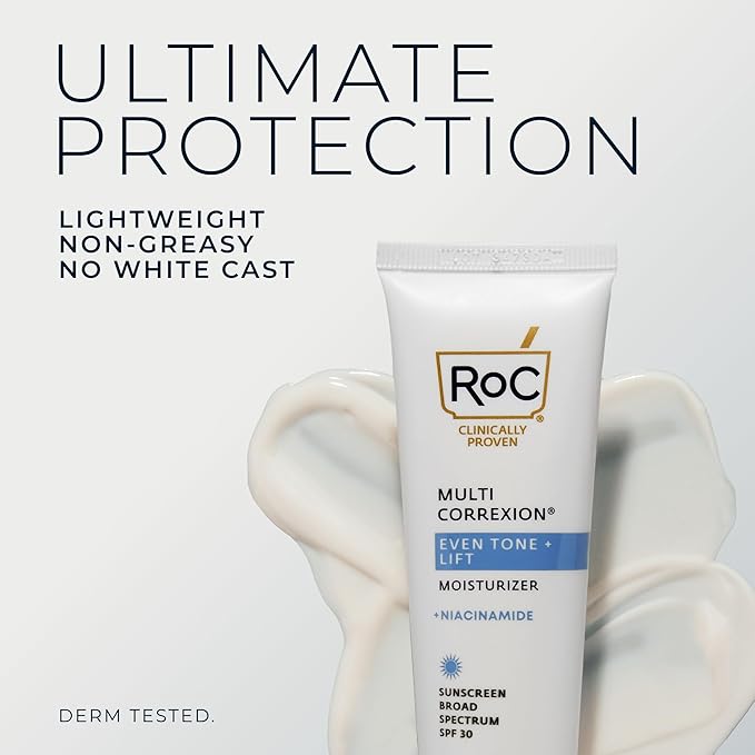 RoC Multi Correxion 5 in 1 Anti-Aging Daily Facial Moisturizer for Women and Men, Broad Spectrum SPF 30 & Shea Butter (1.7 oz) with Night Cream Packette (Packaging May Vary)-Velvo Beauty