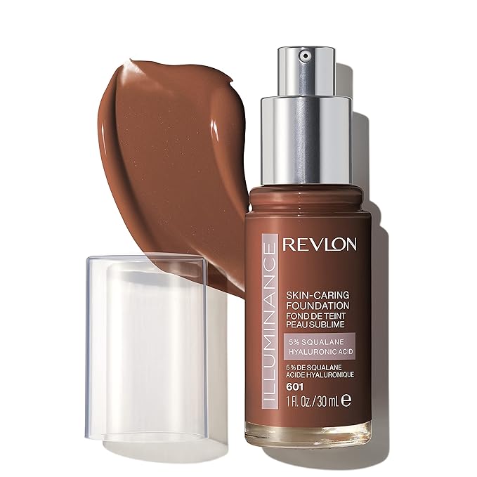 Revlon Illuminance Skin-Caring Liquid Foundation, Hyaluronic Acid, Hydrating and Nourishing Formula with Medium Coverage, 601 Soft Nutmeg (Pack of 1)-Velvo Beauty