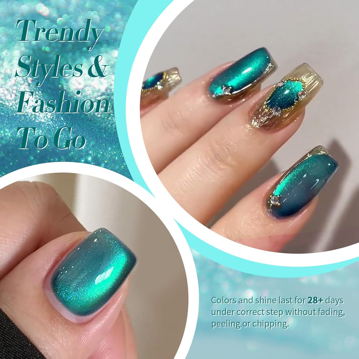 Born Pretty Blue Cat Magnetic Eye Gel Nail Polish Crystal Glass Sea Blue Magnetic Gel Polish Nail Art Manicure DIY at Home 15ML-Velvo Beauty