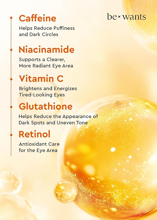 Bewants Hydrogel Eye Patches with Deep Toning Glutathione, 60 Patches, Under Eye Masks for Brightening and Radiance, Caffeine & Niacinamide patches, Korean Skincare-Velvo Beauty