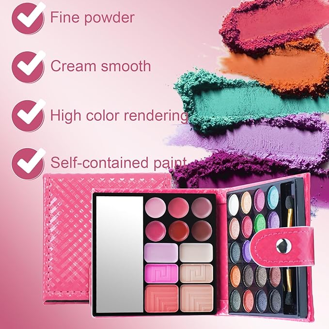 All-in-one Holiday Makeup Gift Set | Full Makeup Kit for Women Essential Starter Bundle Include 20 Highly Pigmented Shimmer Eyeshadow Palette,3 Blush,3 Face Powder, 6 Lipgloss, Brush-Velvo Beauty