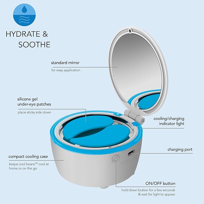 skn by conair Cool Beanz Reusable Under Eye Patches, Rechargeable Cooling Eye Mask to Reduce Dark Circles and Puffiness, and Refresh Tired Eyes-Velvo Beauty