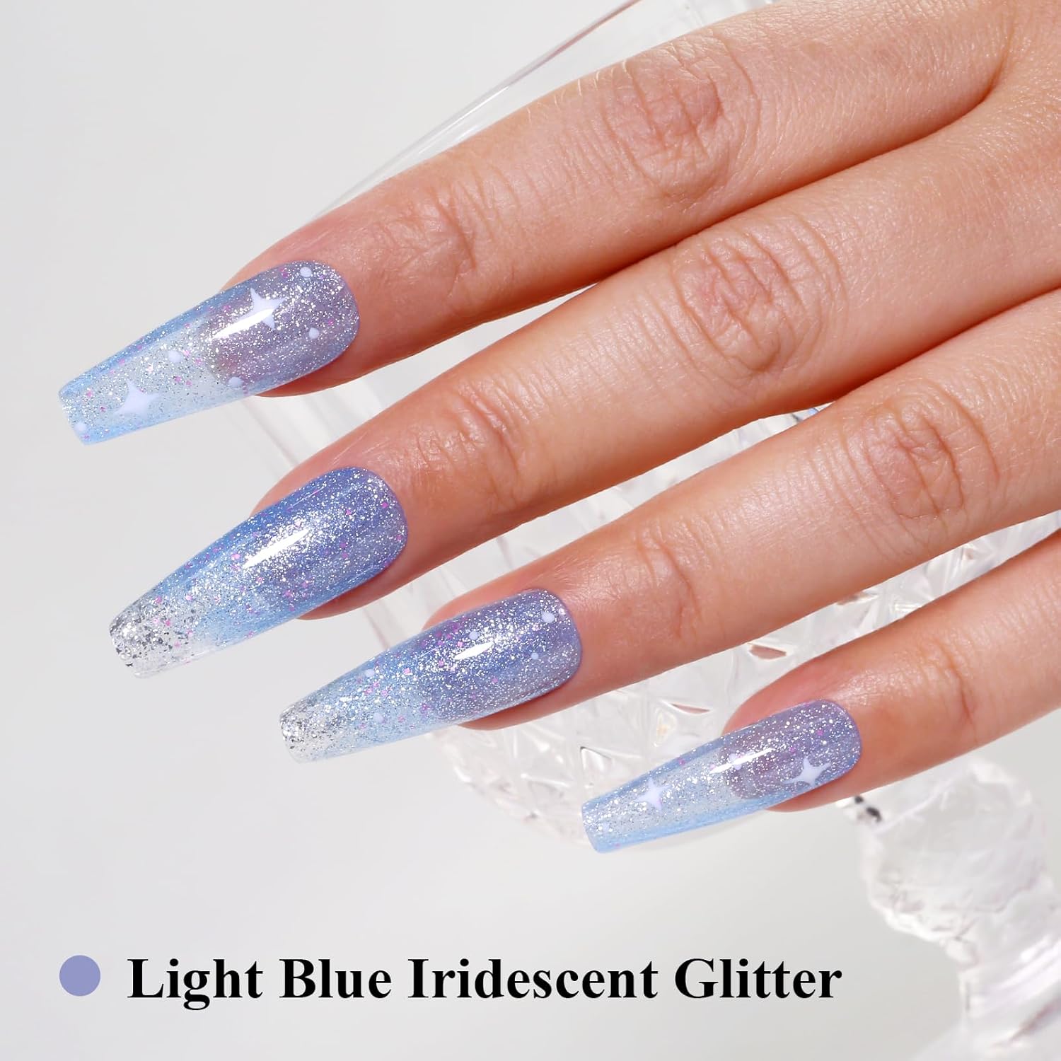 Imtiti Glitter Gel Nail Polish, Light Blue Iridescent Glitter Gel Polish Diamond Shimmer Sparkle Soak Off UV LED Nail Gel Polish Autumn Winter Gel Polish Manicure Gel Nail Kit 10ML-Velvo Beauty