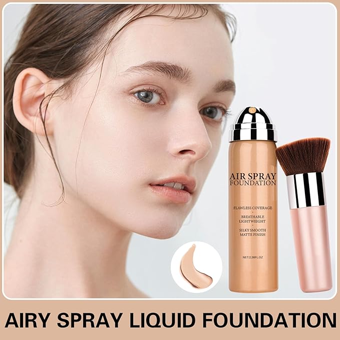 Airbrush Foundation Makeup Spray for Mature Skin Silk Lightweight Airbrush Flawless Setting Spray Foundation Makeup（02# Beige）-Velvo Beauty