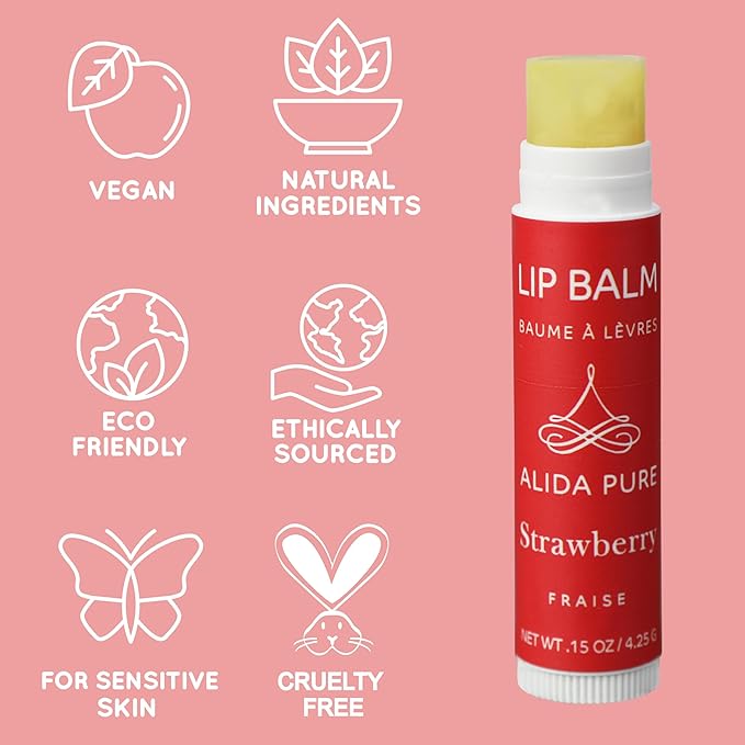 Vegan Lip Balm by PURE + SIMPLE Strawberry Set-Velvo Beauty