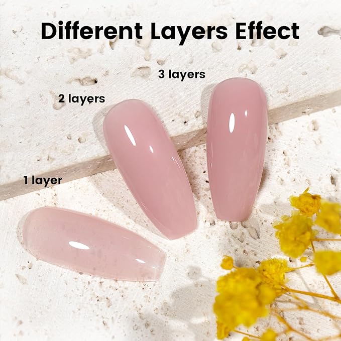 RARJSM Rubber Base Coat Gel Polish Nude Jelly Pink Skin Tone Rubber Base Gel for Nails Natural Nude Color French Manicure Extend Gel Soak Off Curing Requires Single Bottle 15ml Salon Home DIY Use-Velvo Beauty