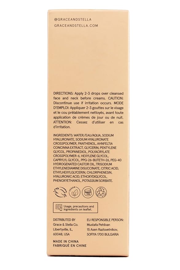 grace & stella Award Winning Hyaluronic Acid Serum (30ml/1 fl oz) Hydrating Hyaluronic Acid Serum for Face - Acido Hialuronico for Women - Remove Fine Lines, Wrinkles, Anti Aging - Vegan Skincare-Velvo Beauty