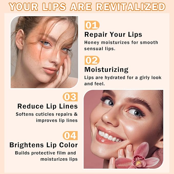 3PCS Bee Lip Balm Honey Pot Honey Watermelon Green Apple Lip Balm Lip Sleeping Mask Moisturizing Hydrating Bee Lip Balm Lip Care Products for All Skin Types (Honey Watermelon Green Apple)-Velvo Beauty