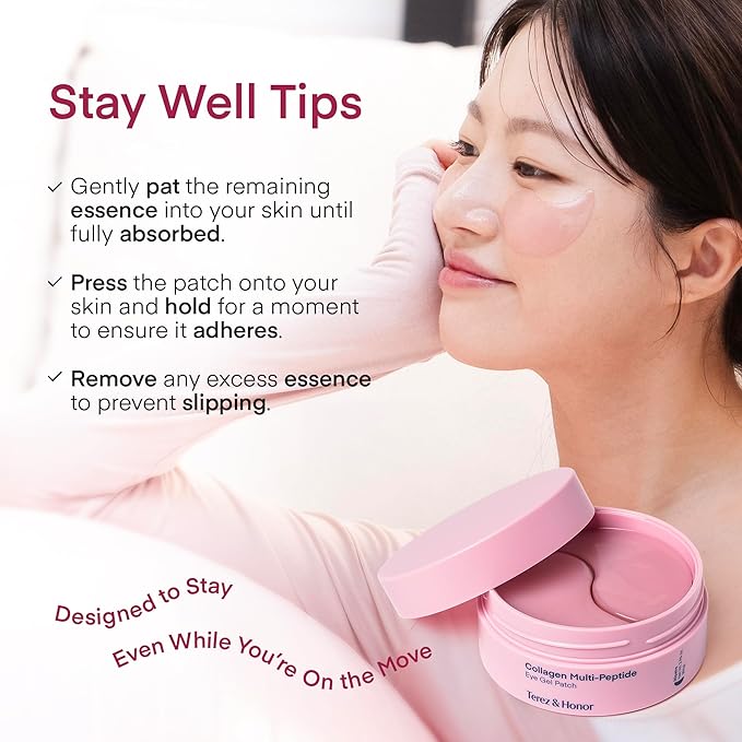 TEREZ & HONOR Peptide Collagen Under Eye Patches - 60 Korean Firming, Glowing & Hydrating Hydrogel Mask for Puffy Eyes, Dark Circles, Wrinkles, Fine Lines, Undereye Bags - Anti-Aging Eye Gel Pads-Velvo Beauty