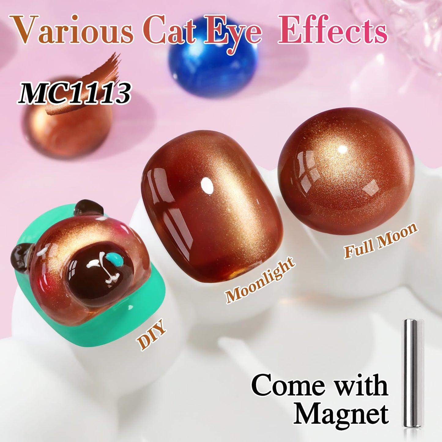 Double Rhythm Cat Eye Gel Polish with Magnet 15ML Holographic Glitter Shimmer Translucent Sheer Color Glass Brown Magnetic Gel Polish Salon DIY at Home (Fall Brown-MC1113)-Velvo Beauty