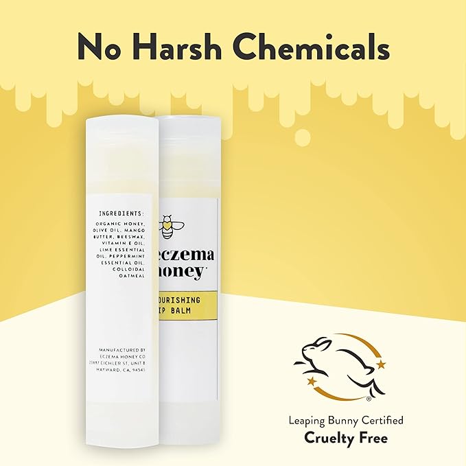 ECZEMA HONEY Nourishing Lip Balm - Organic Chapstick for Sensitive Skin - Daily Lip Moisturizer for Very Dry Lips - Mango Butter & Honey Lip Balm - Natural Lip Care Products (1 Ct)-Velvo Beauty