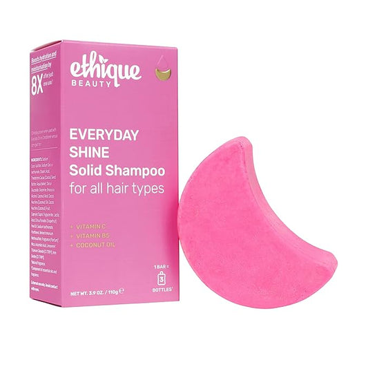 Ethique Everyday Shampoo Bar for soft, shiny hair with Vitamin C - Plastic-Free, Cruelty-Free, Vegan, 3.88 oz - Formerly Pinkalicious-Velvo Beauty