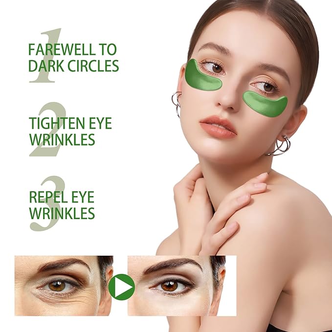 Seaweed Eye Mask, Under Eye Patches with Collagen & Hyaluronic Acid, Seaweed Eye Tightening Mask, Green Eye Gel Pads for Puffiness, Wrinkles, Dark Circles and Bags Under Eyes - 30 Pairs-Velvo Beauty