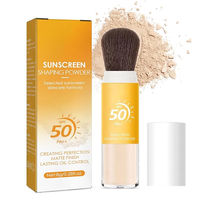 Mineral Sunscreen Setting Powder, SPF 50 PA++, Mineral Brush Powder, Matte Translucent Loose Setting Powder, Natural Oil Control Lightweight Face Powder for All Skin, Smooth, Lasting, Breathable-Velvo Beauty
