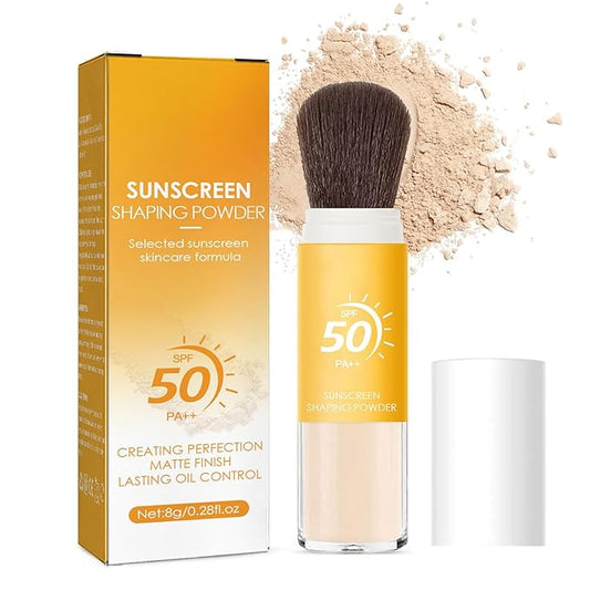 Mineral Sunscreen Setting Powder, SPF 50 PA++, Mineral Brush Powder, Matte Translucent Loose Setting Powder, Natural Oil Control Lightweight Face Powder for All Skin, Smooth, Lasting, Breathable-Velvo Beauty