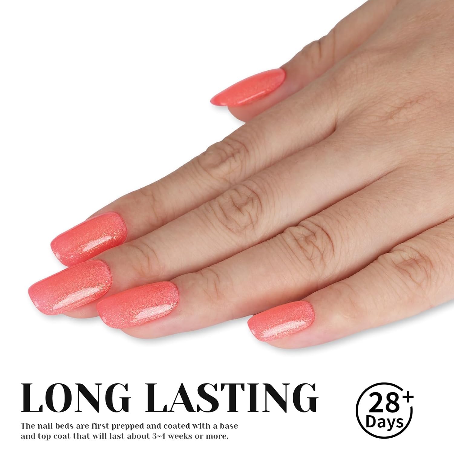 Hot Coral Pink Glitter Gel Nail Polish, 15ml UV/LED Soak Off Sparkly Shimmer Bright Coral Pink Gel Polish for Manicure Salon or DIY Nail Art at Home,Women Girls Gifts - GP0099-Velvo Beauty