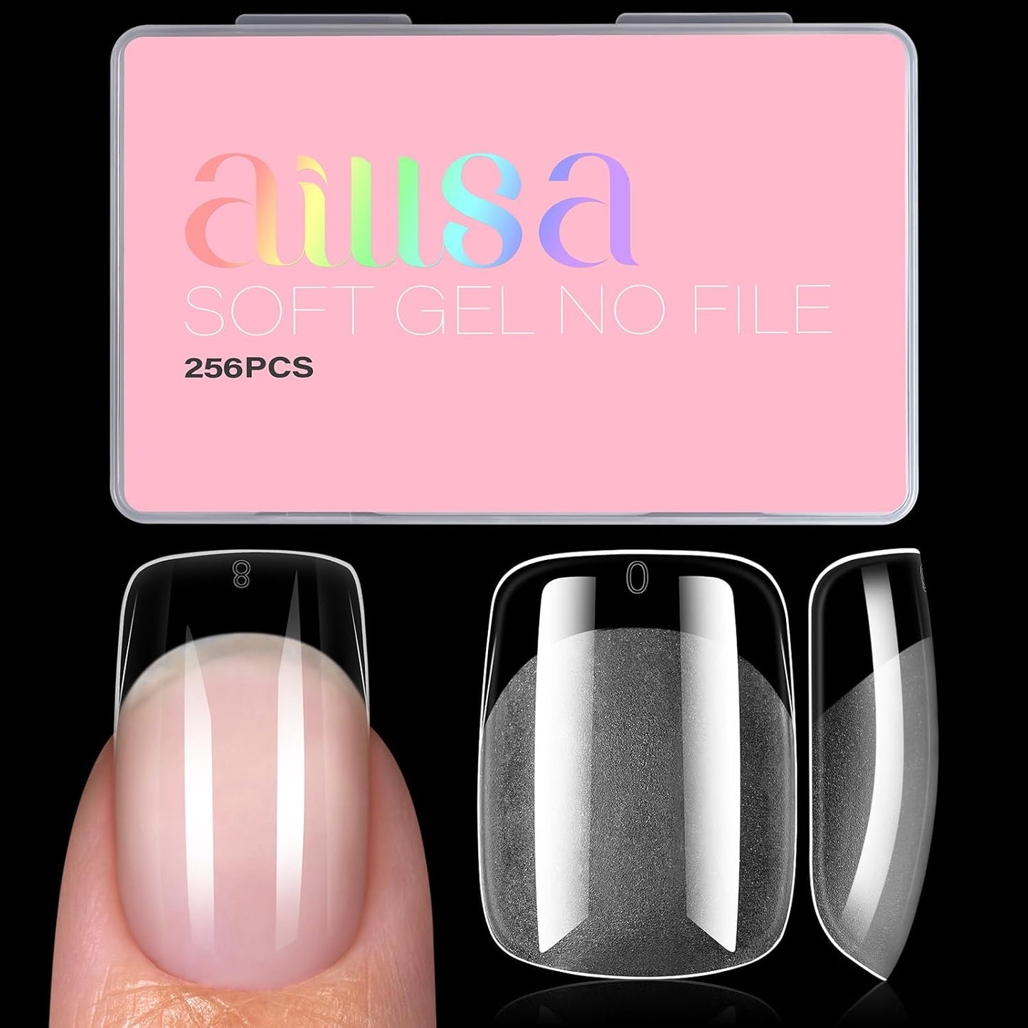AILLSA Short Square Nail Tips, Fake Thickened Half Matte Nails Tips, Pre-shaped Press on False Nail Tip for Nail Salon 256PCS with Storage Box-Velvo Beauty