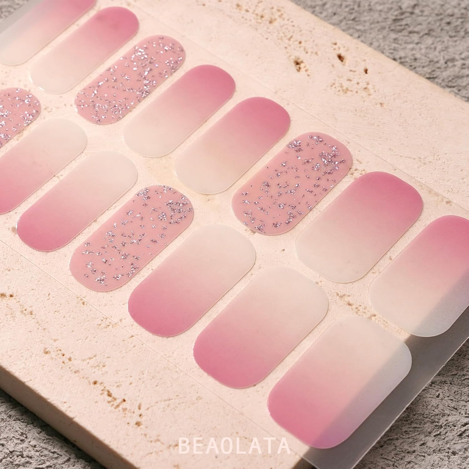 Nail Polish Strips, 32PCS Salon Quality Wraps, Long Lasting Gel Nail Stickers for Women Easy Apply& Remove (Cosmic Mist Pink)-Velvo Beauty