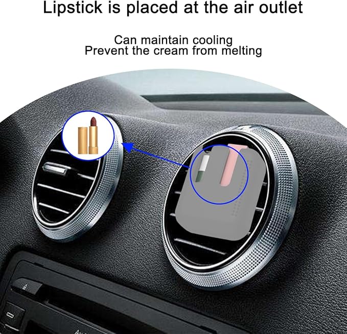 Holder for Car Air Vent, Upright Washable Lip Balm Protector for Women Girls, Auto Interior Space Saving Accessories, Universal for Vehicle, Truck and More（Gray）-Velvo Beauty