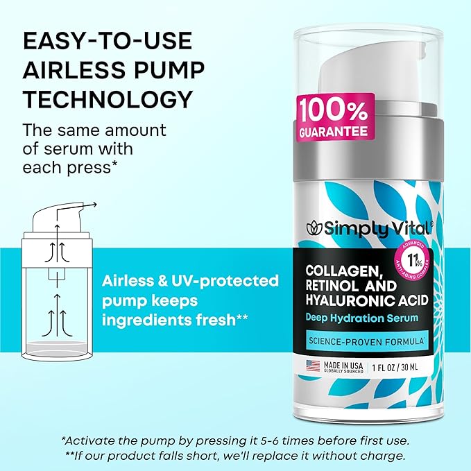 SimplyVital Moisturizer for Neck & Décolleté – With Collagen, Retinol, Peptides & Hyaluronic Acid – Anti-Aging Hydration – Made in USA – 1 fl.oz-Velvo Beauty