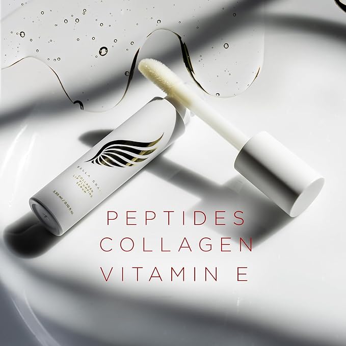 Bella Grace Vegan Collagen Lip Plumper Serum, Vitamin E, Peptides, Hydrating Lip Care Fuller Plumper Looking Lips, Supports Wrinkles, Fine Lines, Elasticity, Paraben, Sulfate & Cruelty Free, 0.1 fl oz-Velvo Beauty