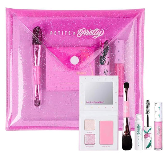 Petite 'n Pretty "Amazon Exclusive" Glow Basics Natural Makeup Starter Gift Set for Kids, Tweens & Teens for Eyes, Cheeks & Lips- Clean, Non Toxic-Velvo Beauty