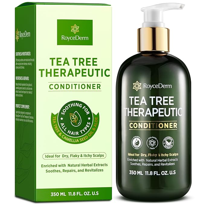 RoyceDerm Tea Tree Conditioner: Hydrating & Soothing Botanical Formula with Tea Tree, Aloe, Camellia Seed Oil, Paraben & Sulfate Free-Velvo Beauty