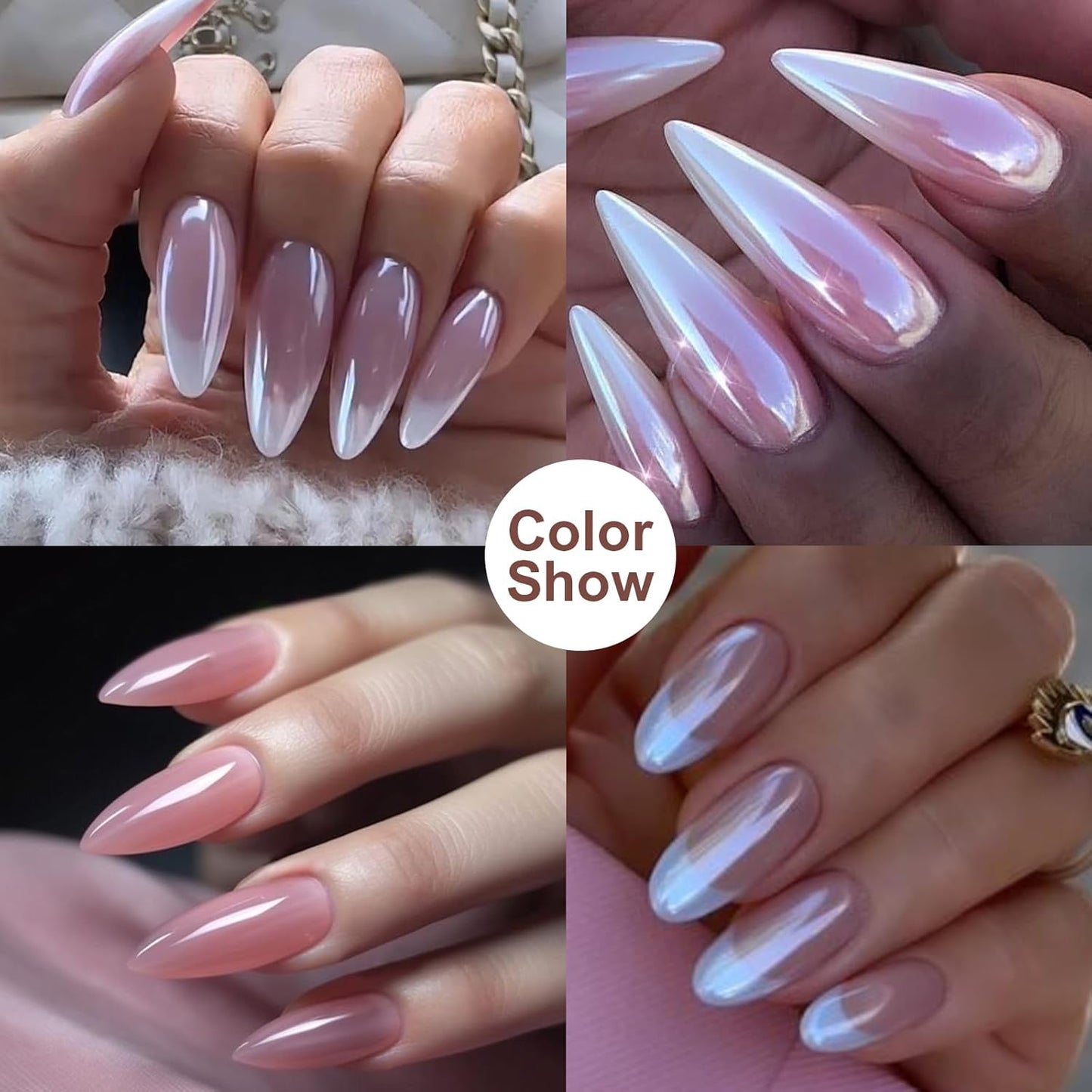 Pearl Chrome Nail Powder:【Super Transparent】 White Pearl Chrome Nail Powder Ice Shimmer Jewelry Transparent Aurora Glazed Donut Chrome Nail Powder for Nails Art DIY-Velvo Beauty