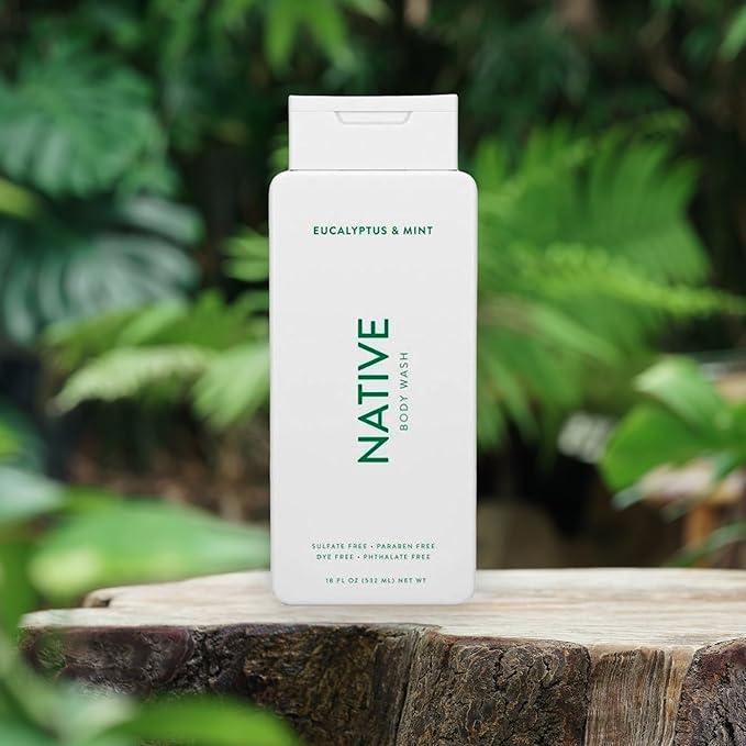 Native Body Wash Contains Naturally Derived Ingredients | For Women & Men, Sulfate, Paraben, & Dye Free Leaving Skin Soft and Hydrated | Eucalyptus & Mint 18 oz - 2 Pk-Velvo Beauty