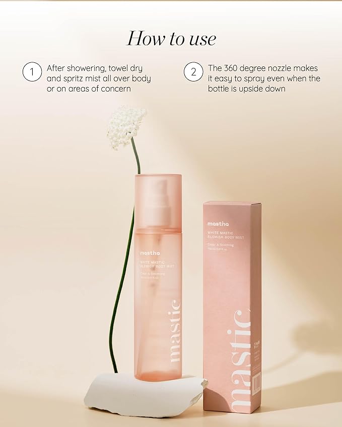 MASTINA White Mastic Body Mist (5.1fl oz) Soothes & Cools Body Spray Fermented Mastic Gum, Brightening & Hydrating Body Spray,Lightweight Moisture & Glow-Velvo Beauty