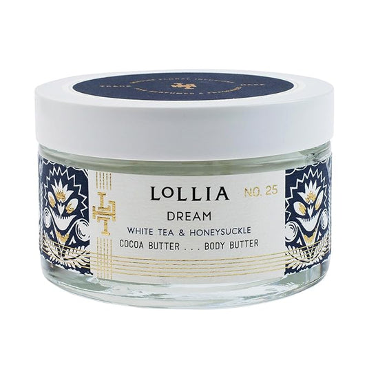 LOLLIA Dream Body Butter, 5.5 oz. - White Tea & Honeysuckle Fragrance - Shea Butter & Cocoa Butter, Body Lotion for Women, Hydrating & Smooth Body Moisturizer-Velvo Beauty